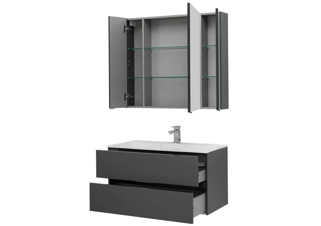 Мебель для ванной Aquanet Алвита 100 серый антрацит 00241397 - Вид №4