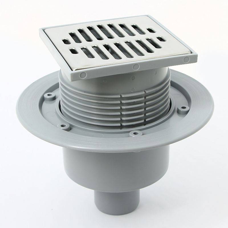 Трап McAlpine напольный 50 метал. решетка 115х115 мм "сухой затвор" H=87-145 мм верт. 50 мм MRFG3V50