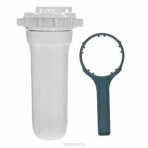 Корпус Гейзер 10" 1/2  матовый для холодной воды, с пластиковой резьбой