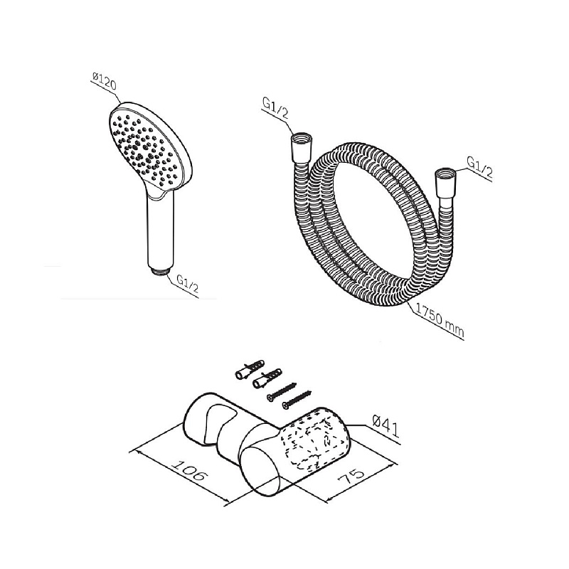 F0118000 душевой набор шланг 1750 ммдержатель ручного душа ручной душ 110 мм 3 функции AM.PM Like - Вид №3