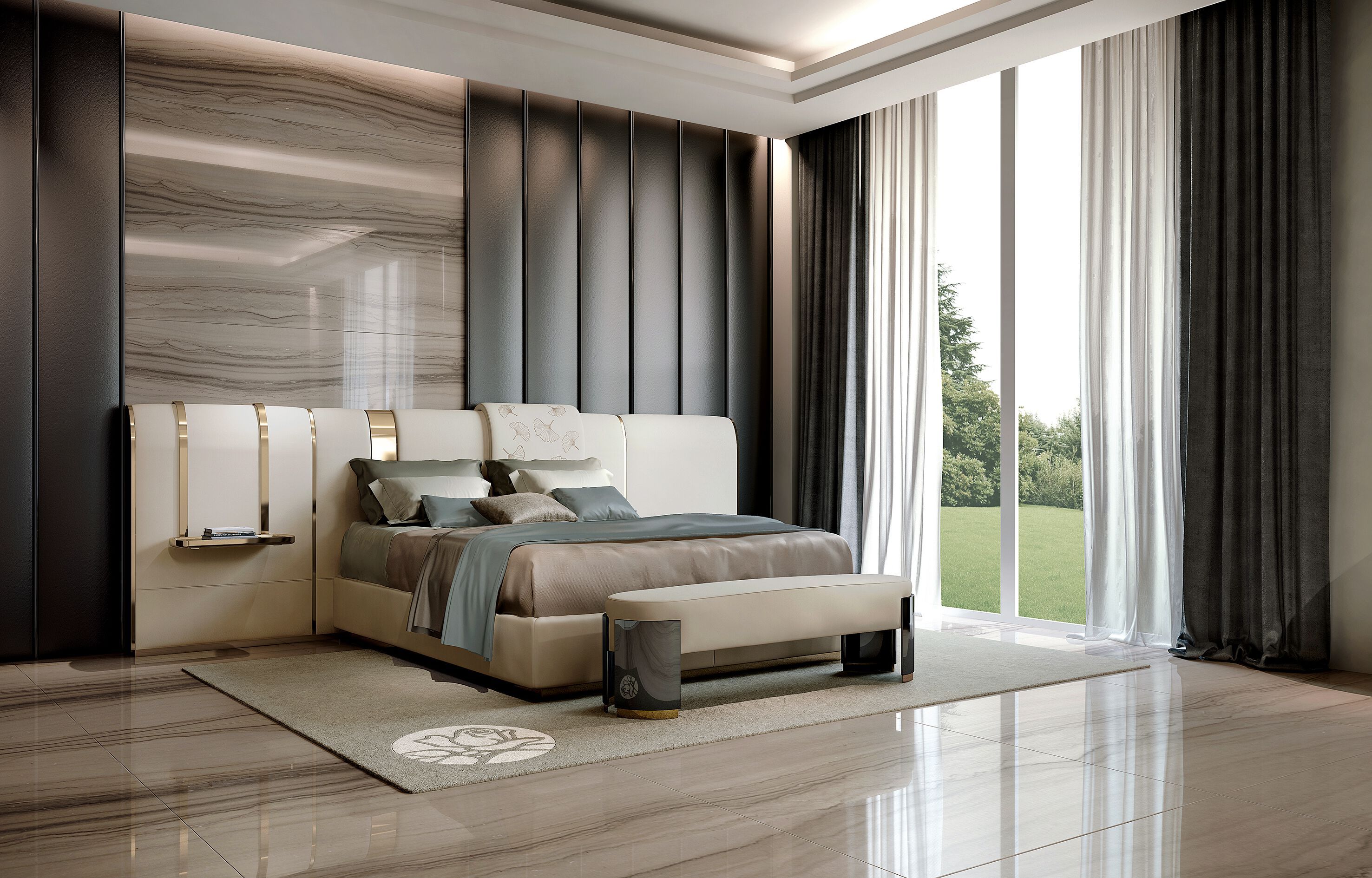 Двуспальная мягкая кровать из ткани Bizzotto Italia Atmosphera ARCH-00059111 - Вид №5