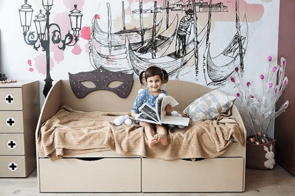Детский диван-кровать с 2 ящиками "Венеция" МАНДАРИН ВЕНЕЦИЯ 178662 Бежевый Santreyd - Вид №6