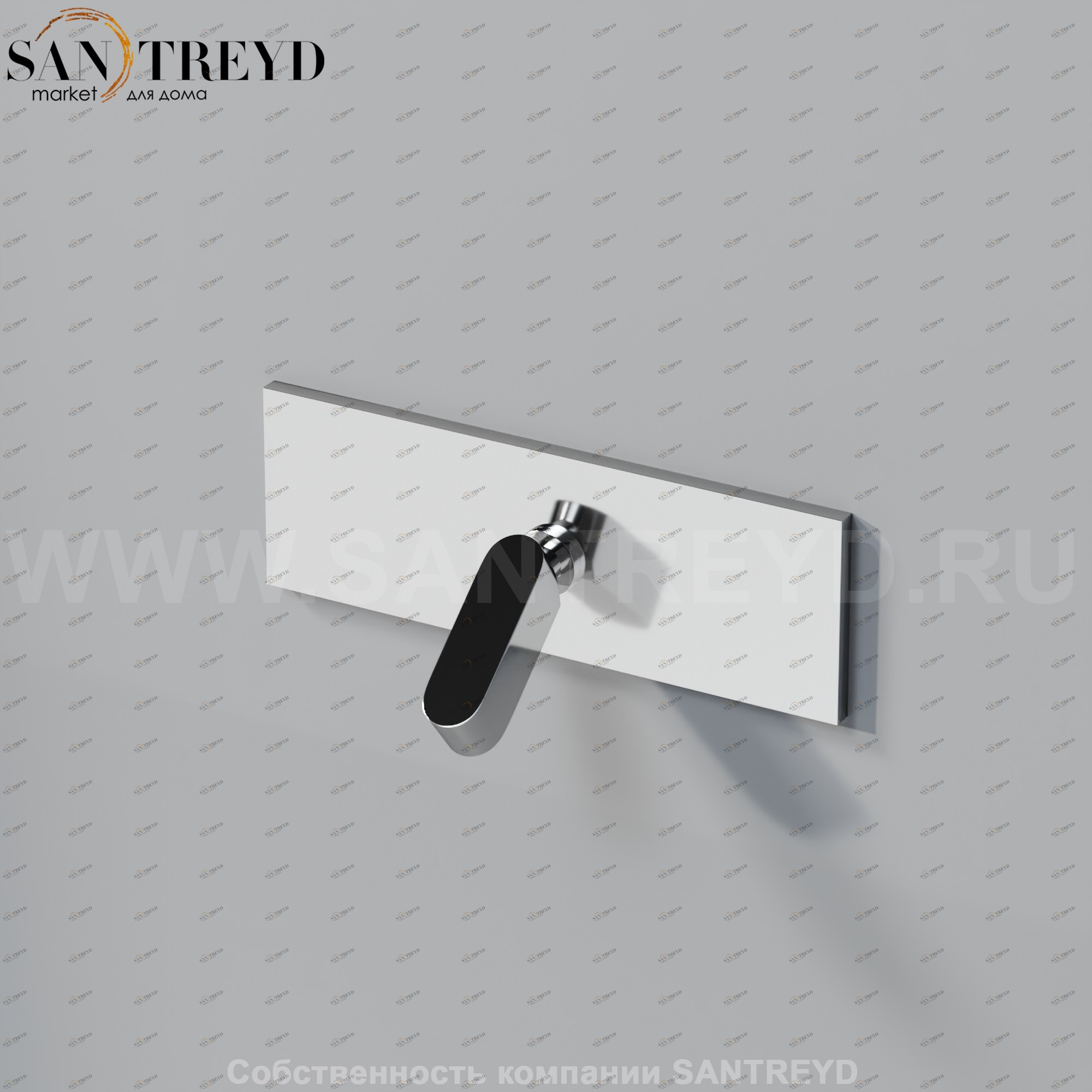 Встроенный однорычажный джойстиковый смеситель ARUB1113S SQUARE для душа хромированный Agape