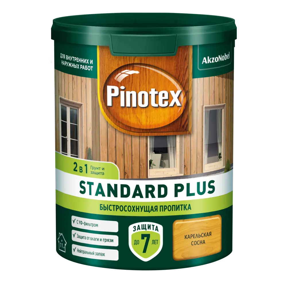 PINOTEX Standard Plus - антисептик для дерева с УФ-защитой и воском, 0.9 л 86544003 STLM-0069894 - Вид №1