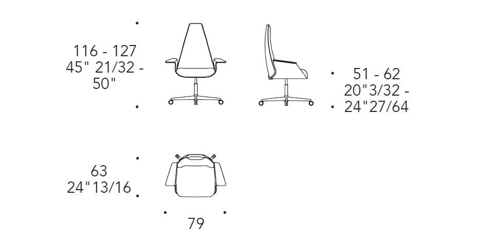 Офисное кресло с регулируемой высотой и кожаной обивкой REFLEX Minerva ARCH-00001366 - Вид №1