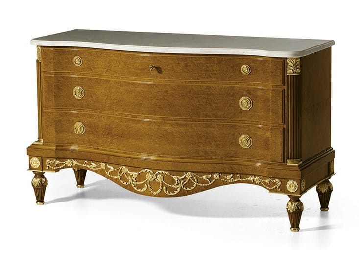 Деревянный комод с мраморной столешницей в неоклассическом стиле OAK Галерея ARCH-00130822 - Вид №1