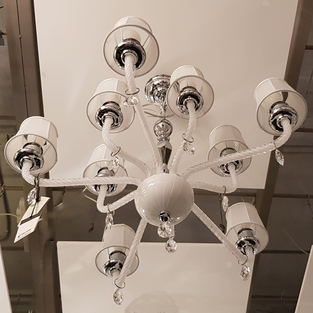 Italamp 346/5+5 cr.bianco/SW strass/C люстра подвесная 75100 - Вид №2