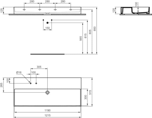 Прямоугольный умывальник Diamatec® Ideal Standard Solos ARCH-00069840 - Вид №7