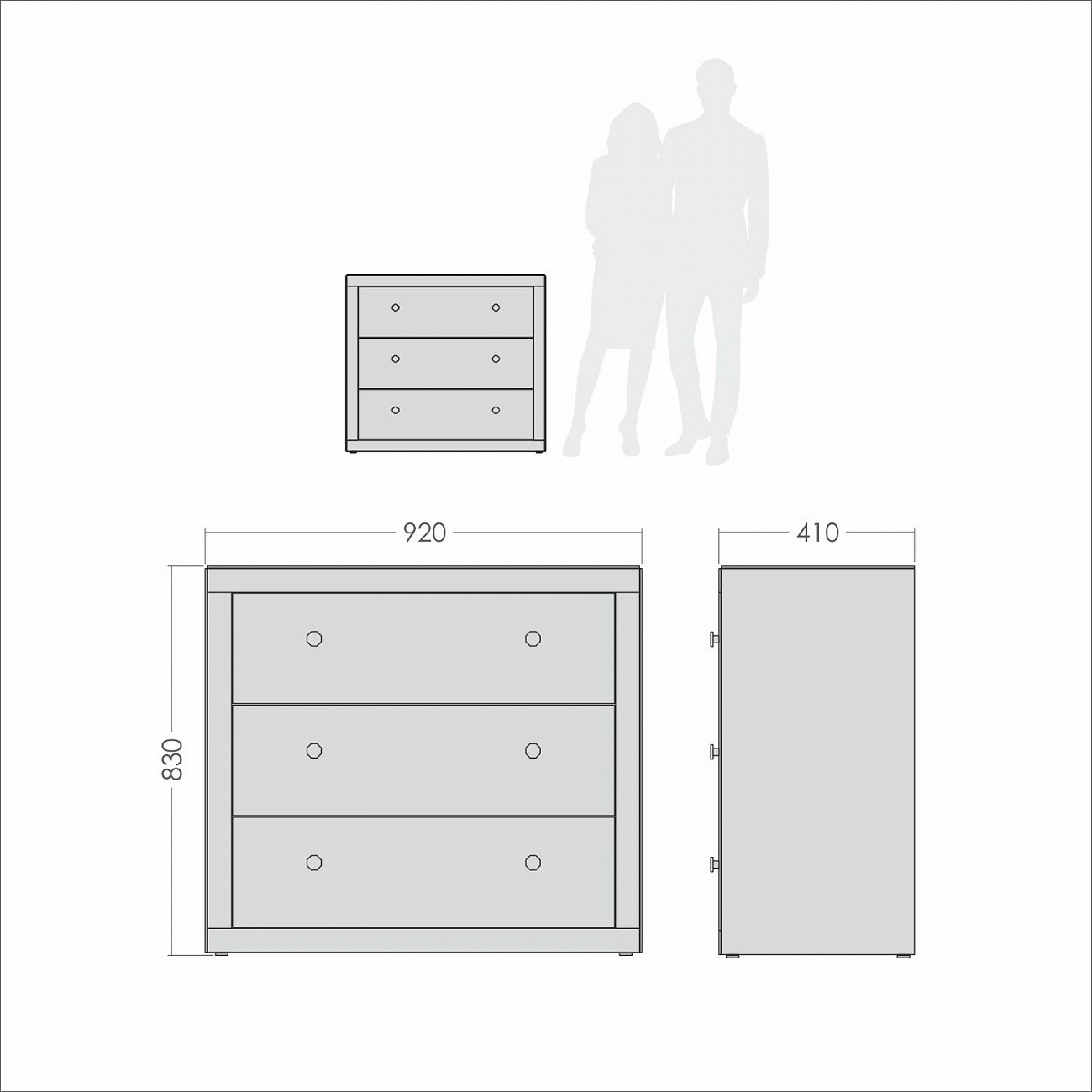 Комод с 3 ящиками зеркальный серый "Дэйли" GRAUM  304014 Зеркальный;серый  - Вид №1