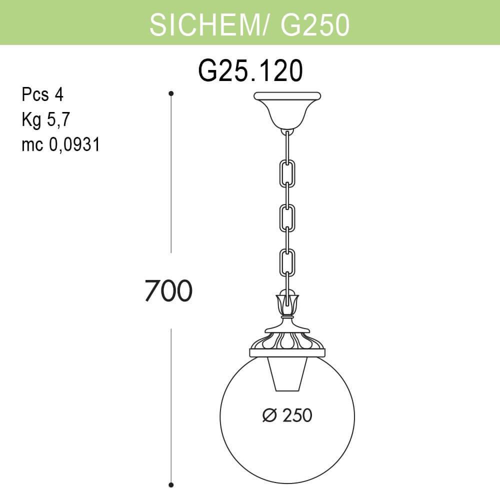 Уличный подвесной светильник Fumagalli Sichem/G250 G25.120.000.AZE27 FUMAGALLI SICHEM, G250 273214 Черный  - Вид №1