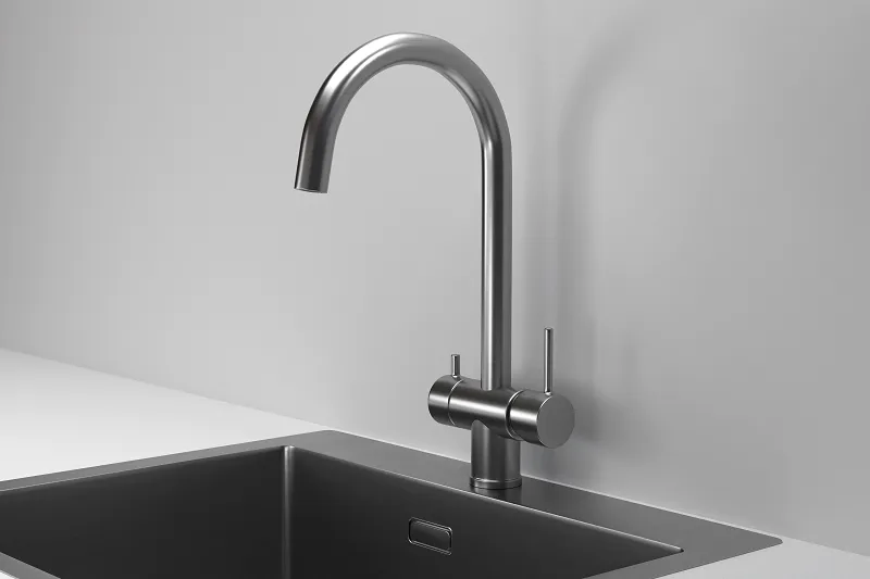 7104, СТАЛЬ САТИН, СМЕСИТЕЛЬ КУХОННЫЙ GRANULA Kitchen Space 7104-ST123