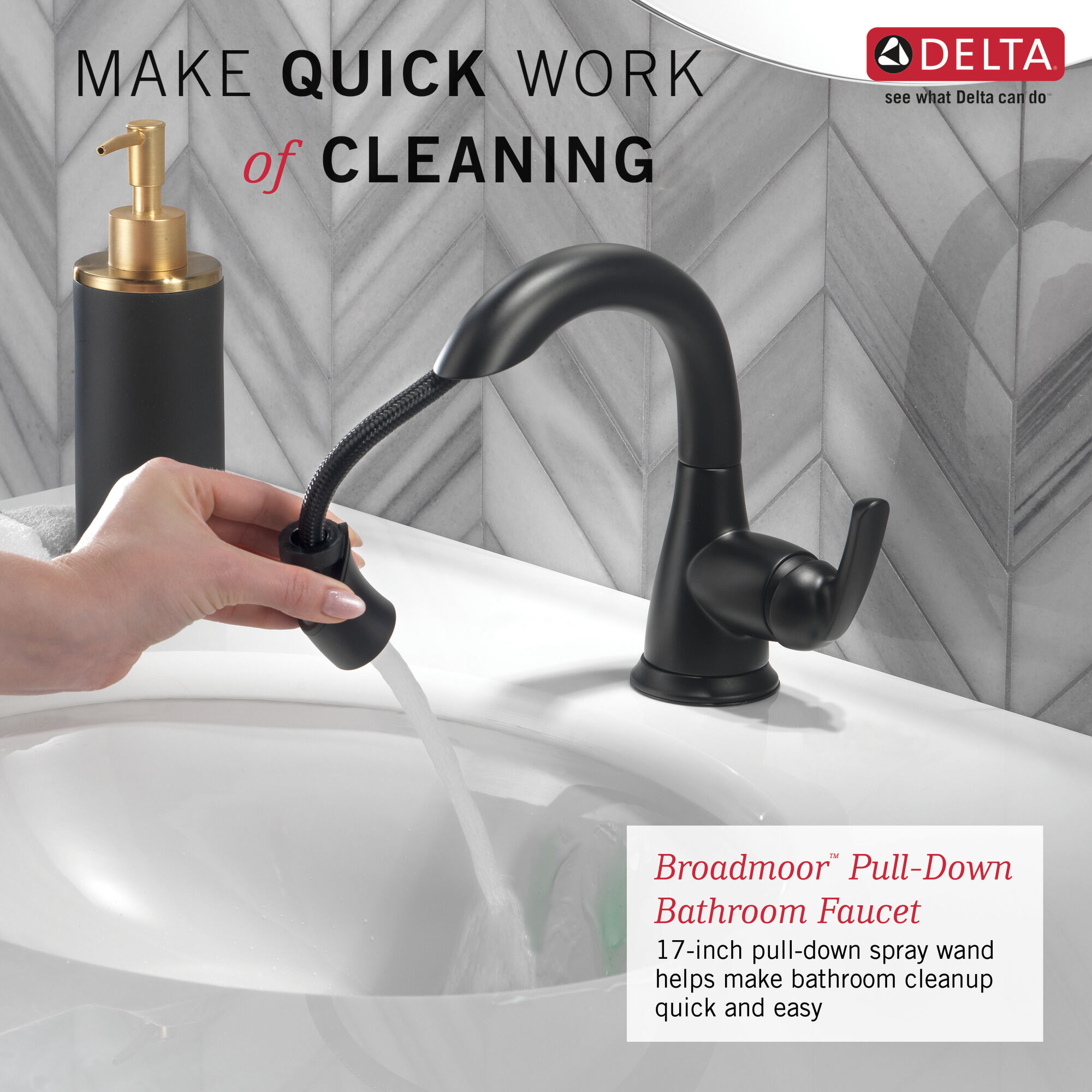 15765LF-BLPD Выдвижной смеситель для ванной комнаты с одной ручкой Delta Faucet Broadmoor Матовый черный  - Вид №2