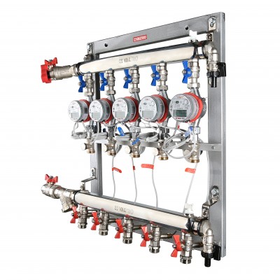 VT.GPM.06S04.L8 Узел этажный для поквартирного учета тепловой энергии Valtec 1", 8 вых., ввод слева 