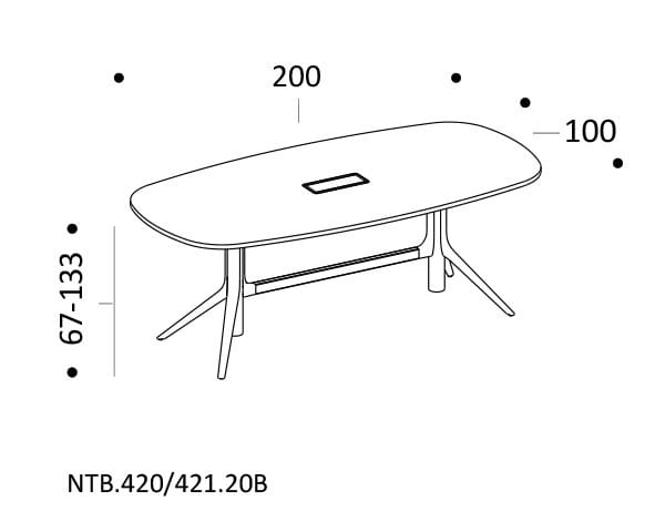 Регулируемый по высоте прямоугольный стол для совещаний с системой кабельной втулки ICF NoTable ARCH-00036629 - Вид №23