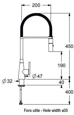 GUGLIELMI Кухонный смеситель, однорычажный, с вытяжным душем Qr semi-pro Fgqr79997 - Вид №2