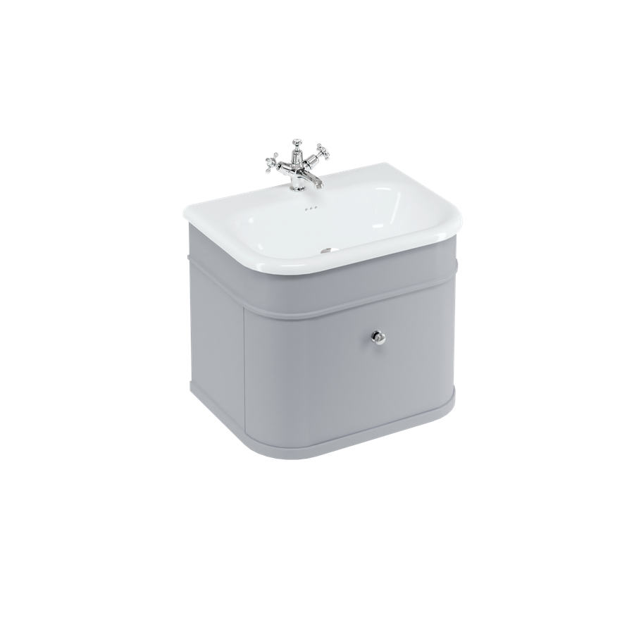 Burlington Chalfont Chalfont 650мм Тумбочка с одним выдвижным ящиком - Классический серый с хромированными ножками CH65G-CHLEGCHR  - Вид №4