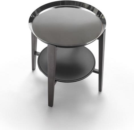 Flexform Круглый журнальный столик из орехового дерева с подносом и кожаной столешницей sun-id-1374741 - Вид №1