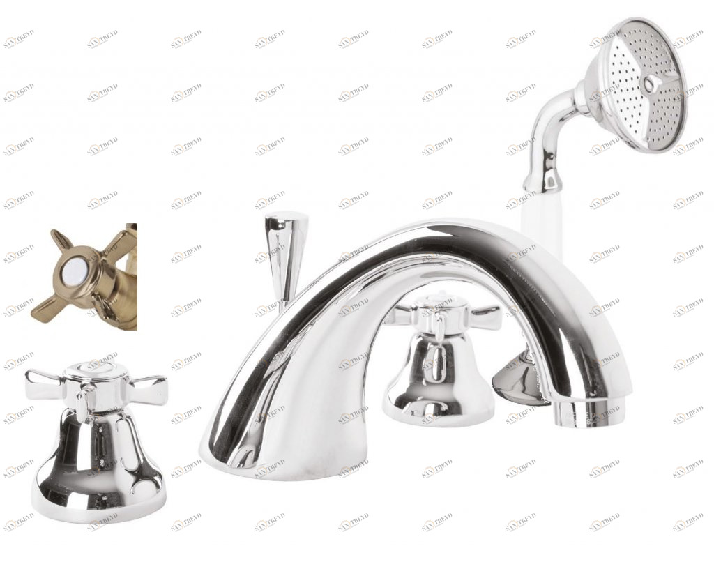 Смеситель на борт ванны с ручным выдвижным душем CEZARES LORD-BVD-02-Bi