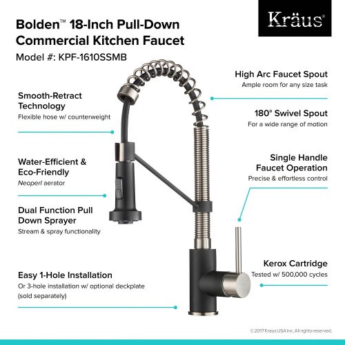 Смесители для кухни Bolden KPF-1610SSMB латунь под заказ krausru  - Вид №6
