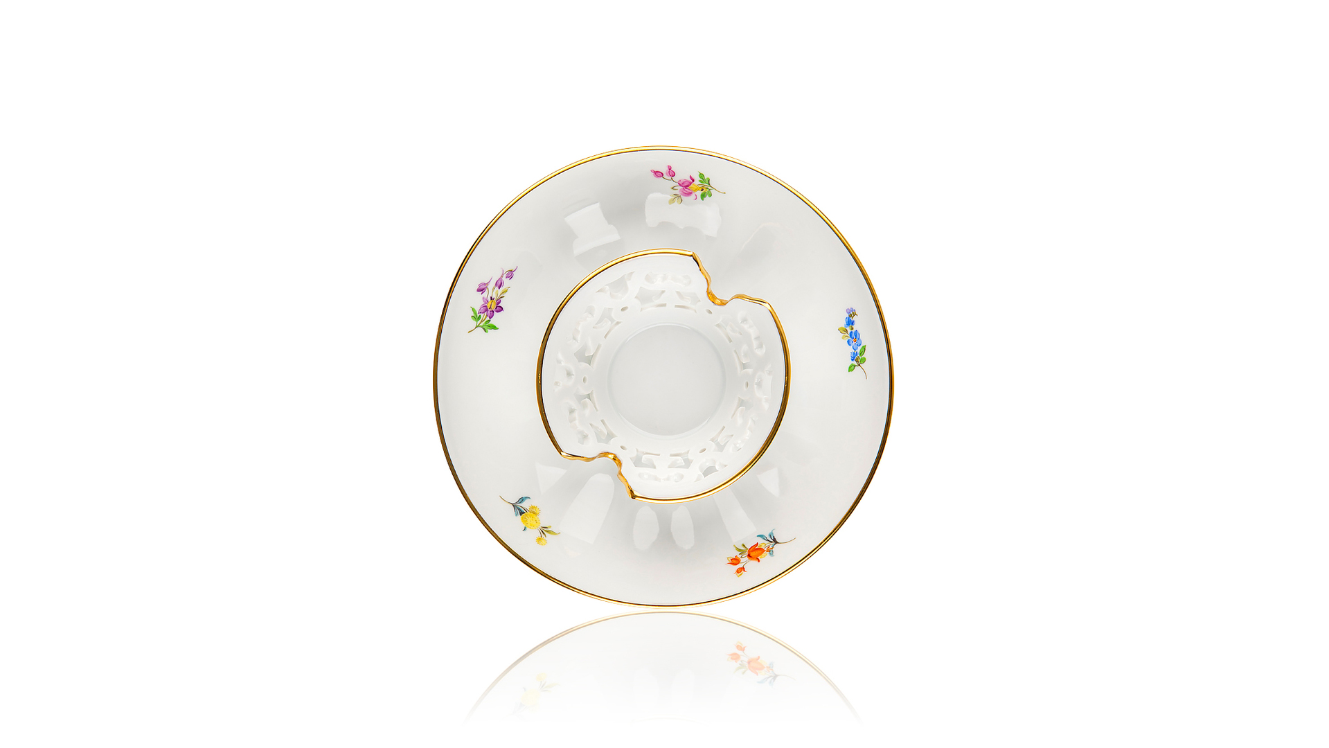 10559186 Meissen Чашка для горячего шоколада с блюдцем 130мл "Россыпь цветов" Фарфор  - Вид №3