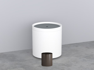 ELOT-AN+ELCTL-BR Otto Tondo: Пуф круглый из материала Livingtec на 4-х колесиках, с крышкой деревянной cielo Elle