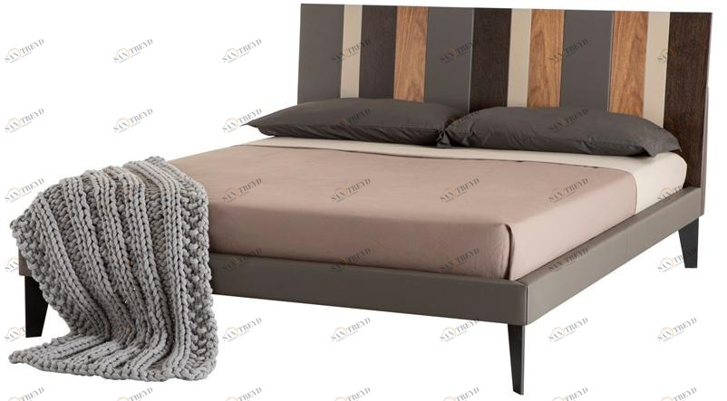 Tonin Casa Двуспальная кровать из массива дерева и кожи sun-id-1422792