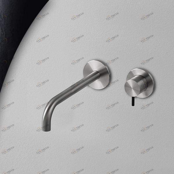 Смеситель для раковины сталь матовая с черной ручкой Toki Radomonte TKI19SCIL22