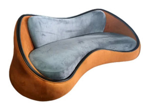 3-местный бархатный изогнутый диван