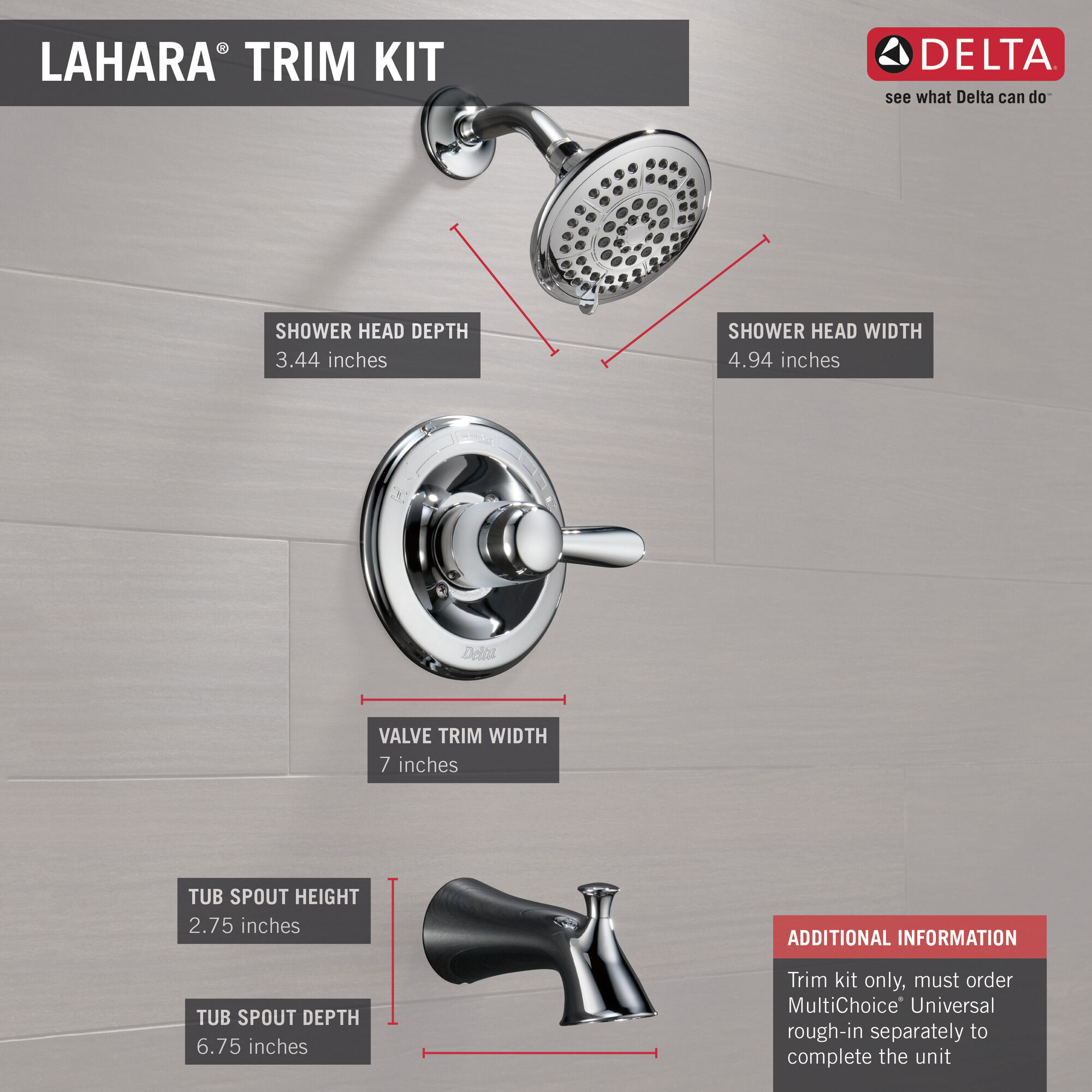 T14438 Для ванны и душа Monitor® серии 14 Delta Faucet Lahara Хром  - Вид №2