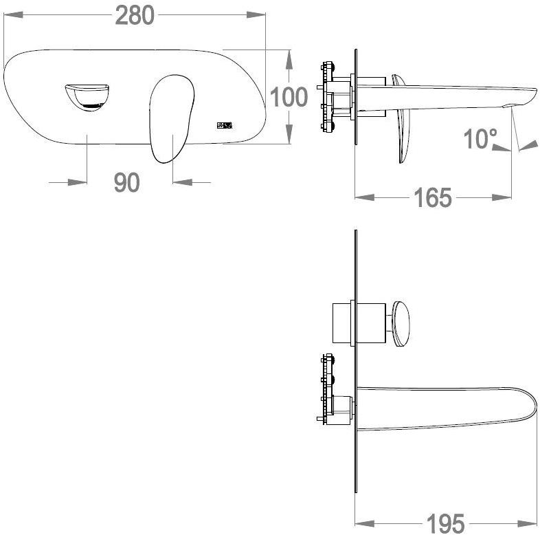Fir Italia Смеситель для умывальника, однорычажный Synergy open 93 9310108 - Вид №1
