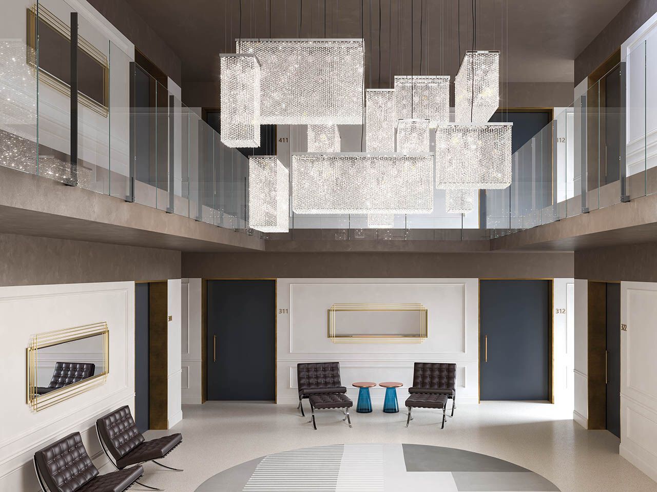 Подвесной светильник с кристаллами Masiero куб ARCH-00059914 - Вид №1