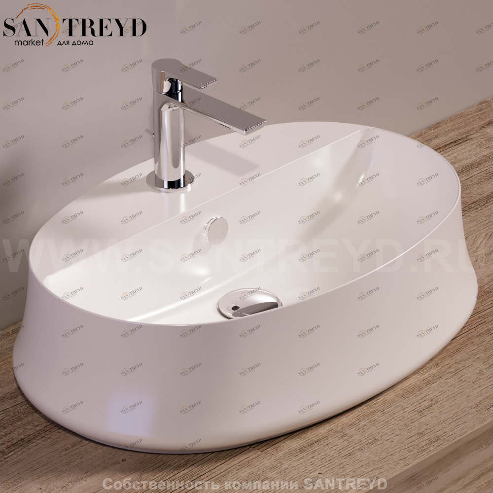 SH05BIANCO Накладная раковина на столешницу  овальная Simas Sharp