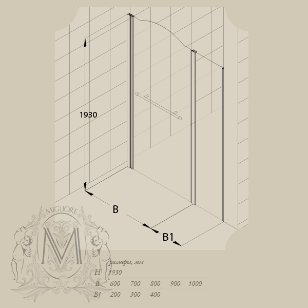 Душевая дверь MIGLIORE Diadema ML.DDM-22.591/592.TR ML.DDM-22.591.TR.CR - Вид №2