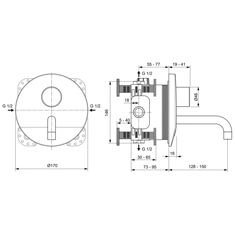 A6149AA Смеситель для раковины встраиваемый со смешиванием Ideal Standard CERAPLUS - Вид №2