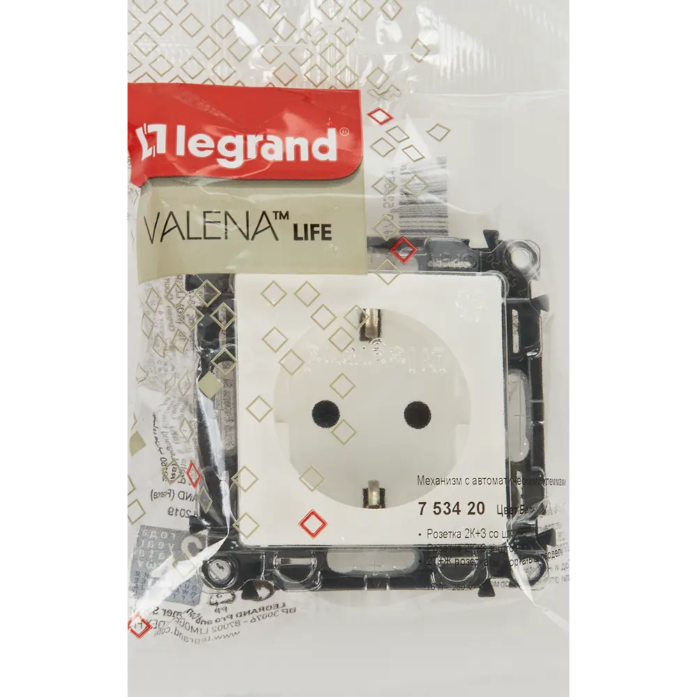 Розетка Legrand Valena life 2 контакта с заземлением с защитными шторками цвет белый 82169336 STLM-2102315 - Вид №5