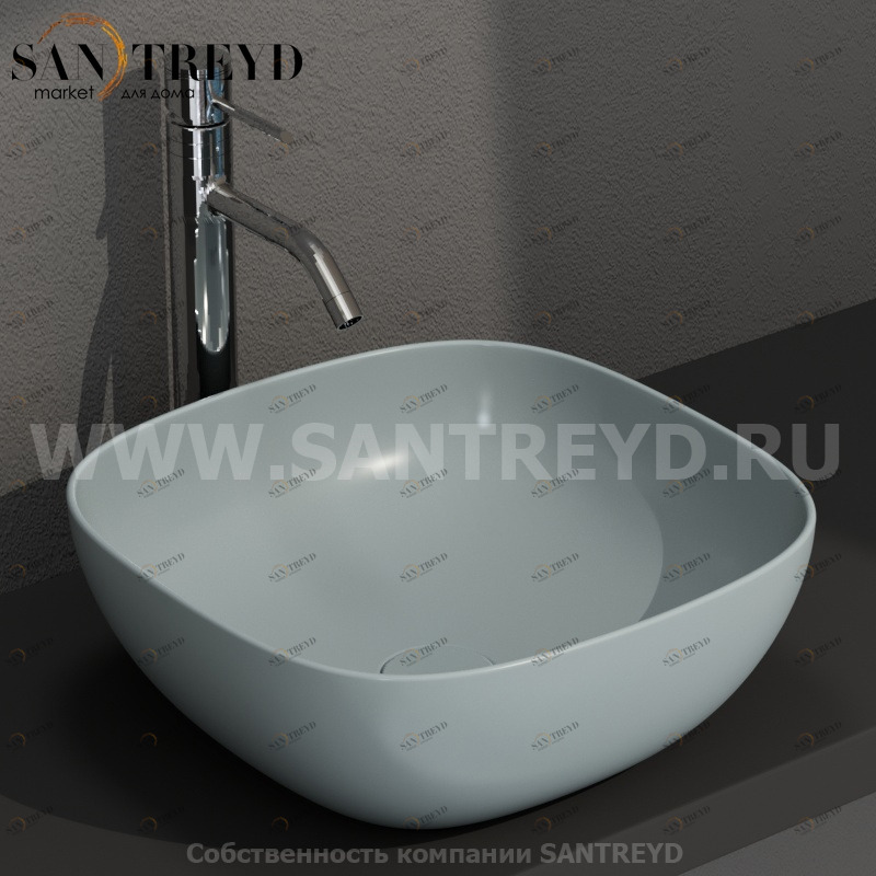 B6Q43BL Накладная раковина на столешницу  квадратная Ceramica Globo T-EDGE