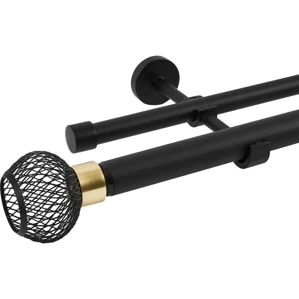 Настенный карниз раздвижной двухрядный Glama d25/28 мм 200-360 см металл цвет черный 89440689 STLM-2143275 Santreyd 