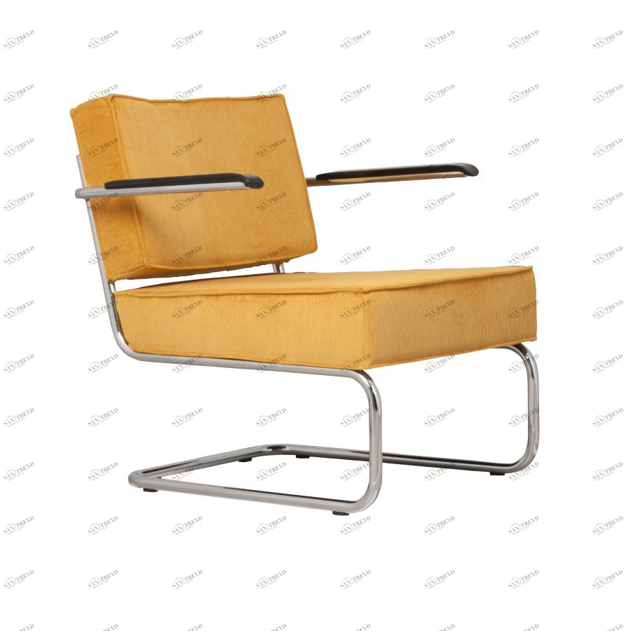 Кресло Lounge Ridge Rib с подлокотниками, желтое Zuiver 3100019
