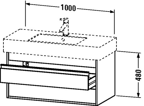 KT664105151 Тумбочка подвесная Ketho #KT6641 1000 x 455 мм Сосна коричневая, декор Duravit - Вид №1