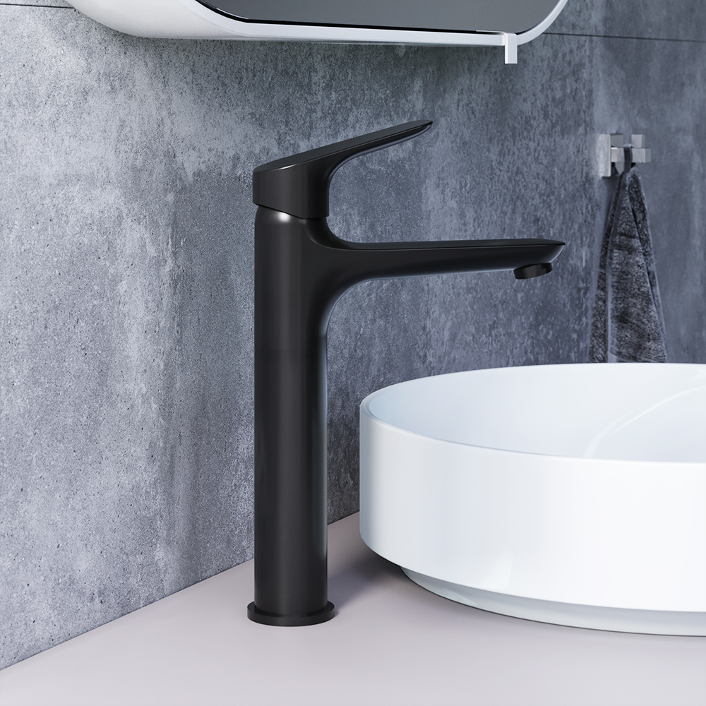770250300 смеситель для умывальника высокий черный Damixa Origin Bit  - Вид №1