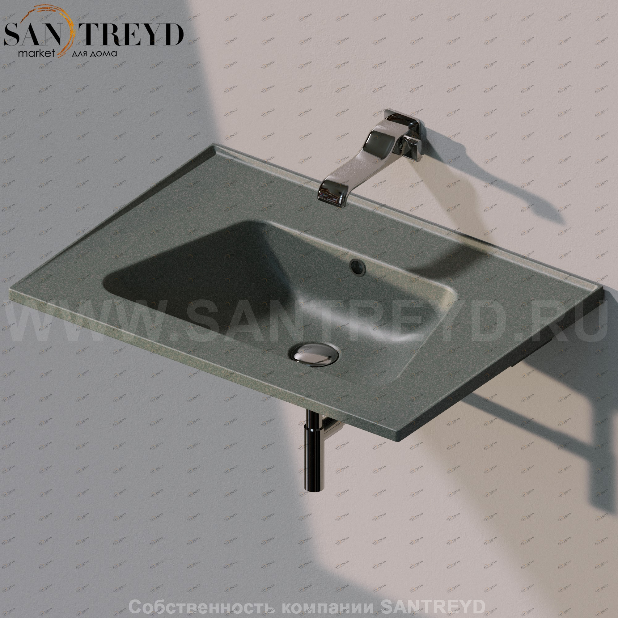 BM70L7037 Подвесная раковина настенная прямоугольная Ceramica Flaminia Bloom серая