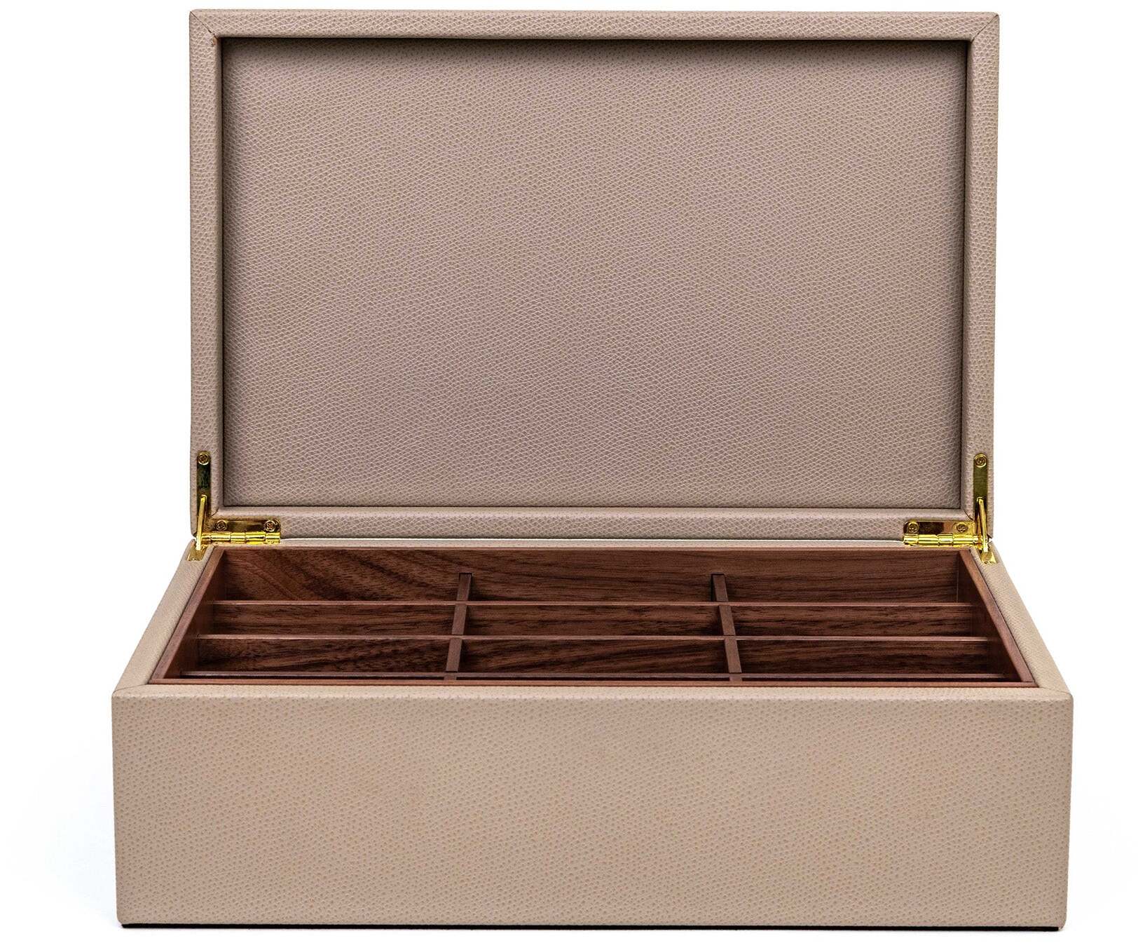 Органайзер для чайной коробки - 29X19XH10 см / тканая кожа_серо-коричневый