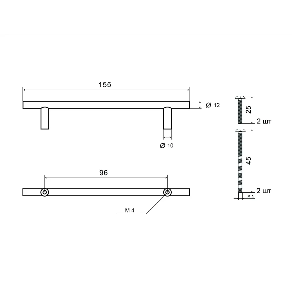 86899663 Ручка-рейлинг мебельная Prz металл D12 96 мм цвет никель STLM-1007948 PALLADIUM  - Вид №5