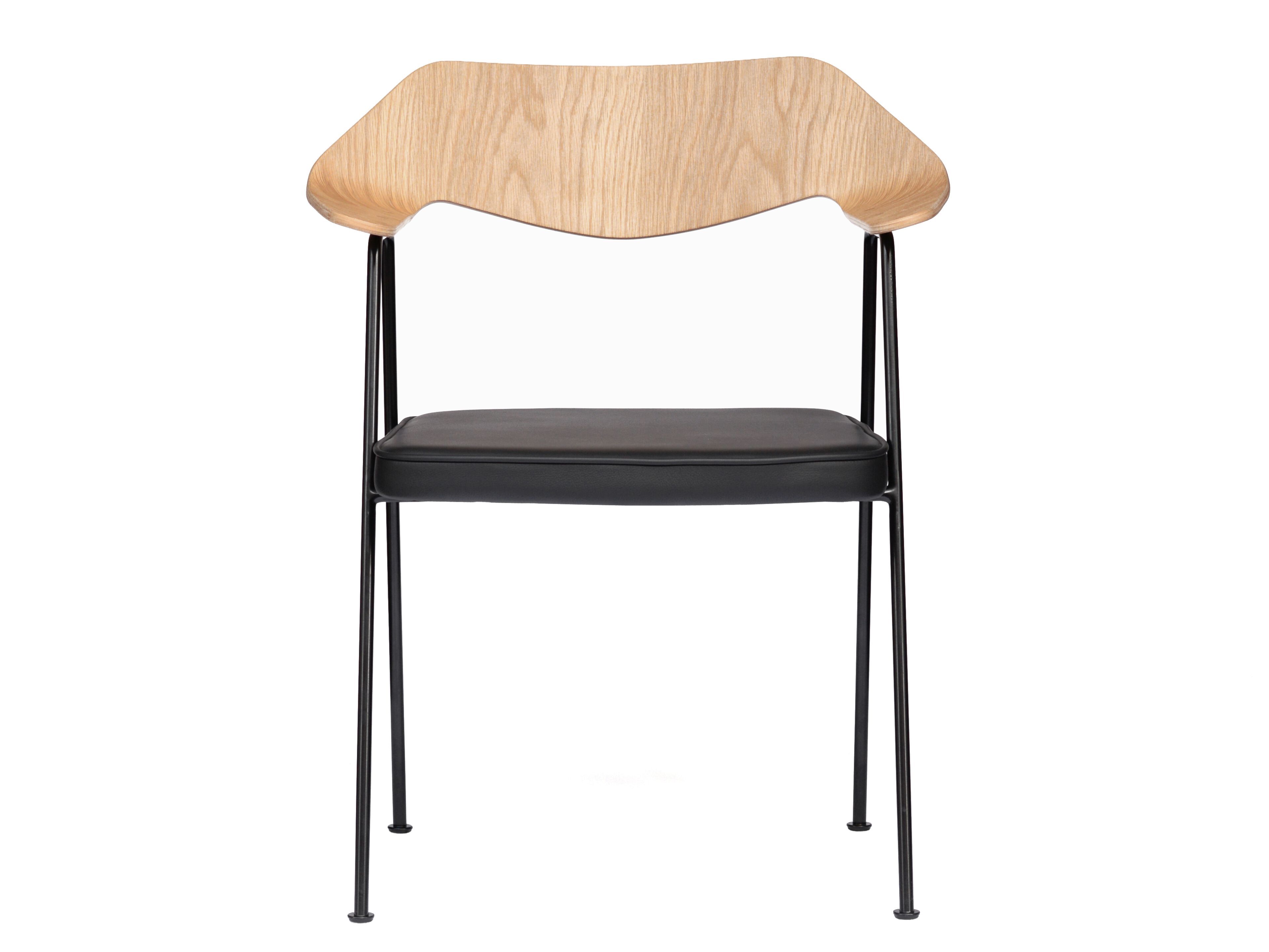 Стул с подлокотниками из кожи и шпона Case 675 ARCH-00046033