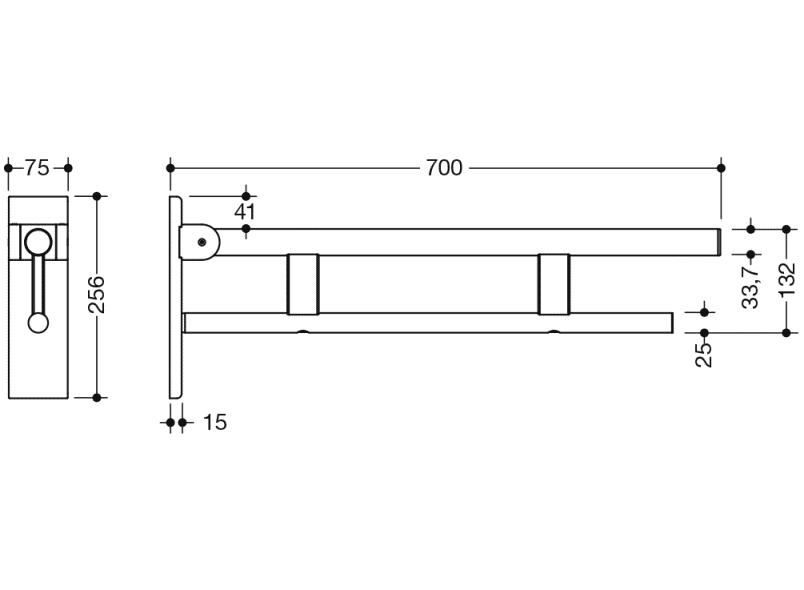 900.50.15940 Опорная рейка Duo, исполнение b HEWI Stützen  - Вид №1