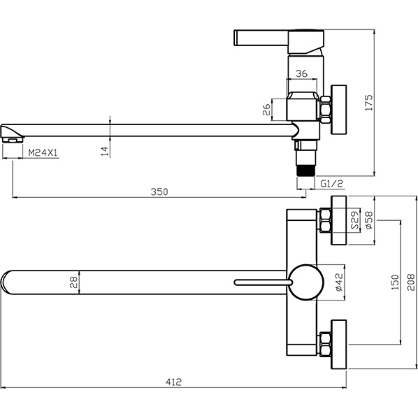 35-L35P PERS  Смеситель универсальный черный ARGO kran 35l35ppers - Вид №1