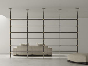 Секционный книжный шкаф из дуба с креплением пол-потолок