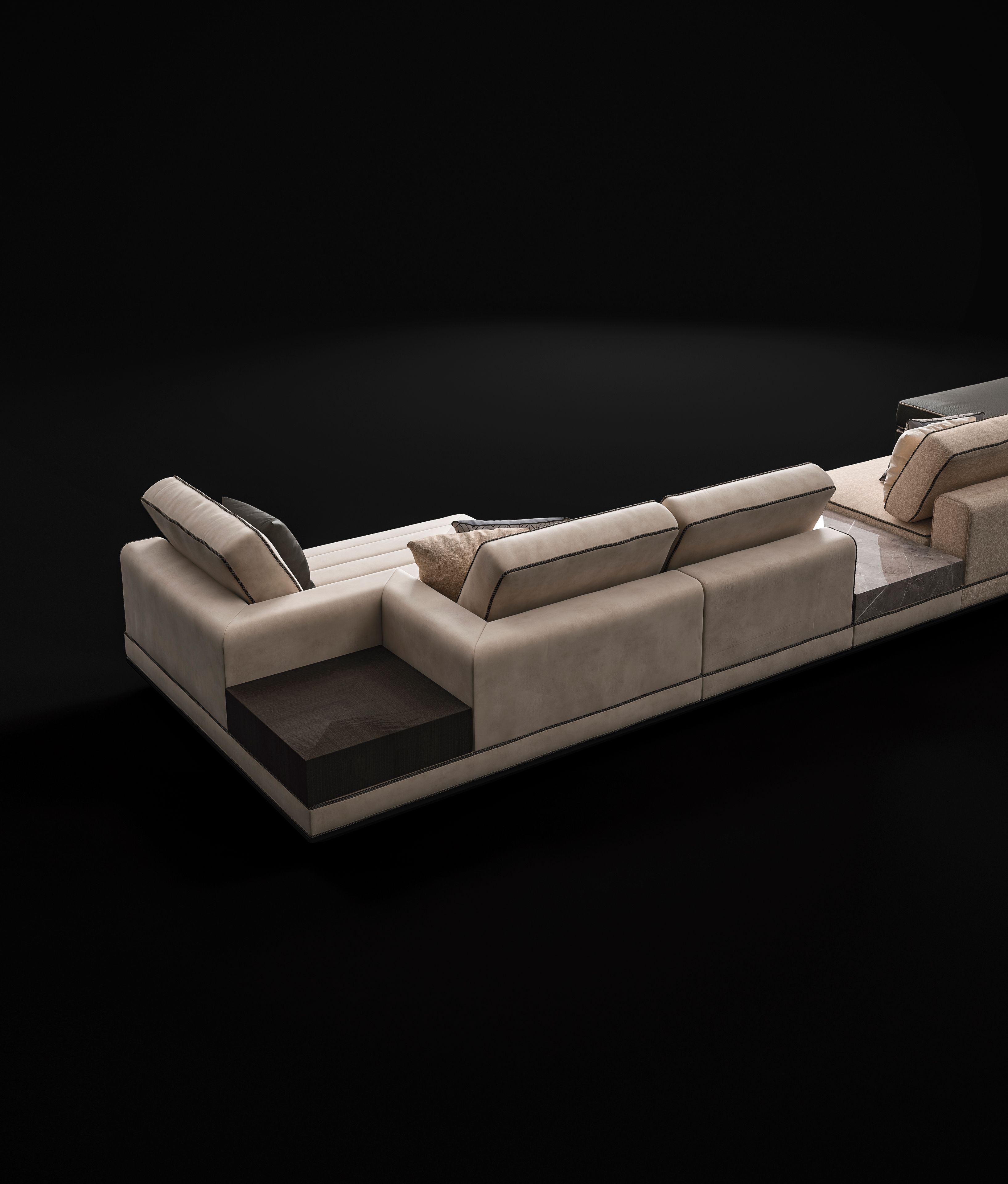 Секционный диван из кожи и ткани CPRN HOMOOD Dragonfly ARCH-00026125 - Вид №1