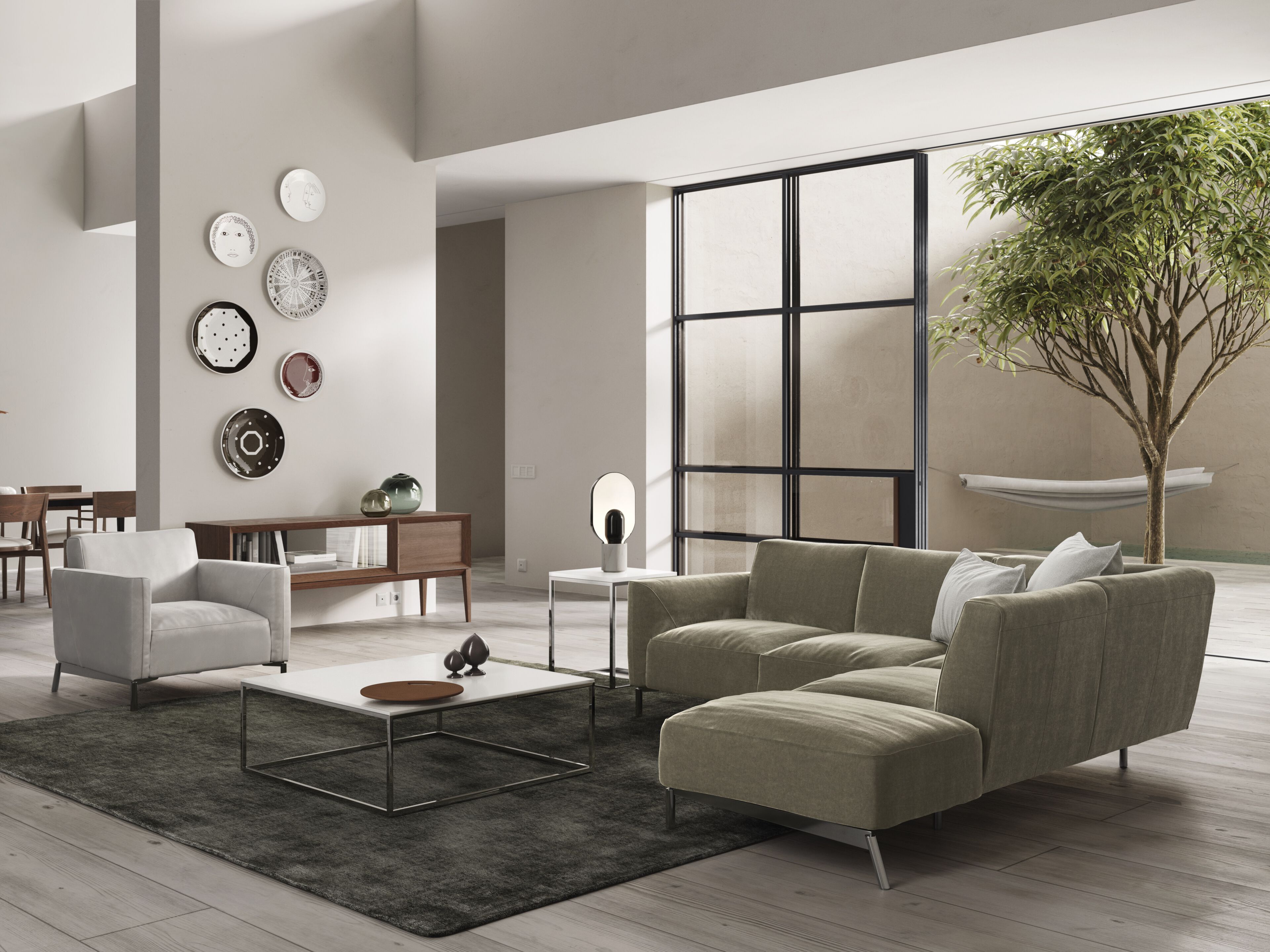 Кожаный угловой диван Natuzzi Italia стрейч ARCH-00055575 - Вид №2