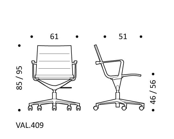 5-спицевое вращающееся офисное кресло с тканевыми колесами ICF Valea ARCH-00111459 - Вид №2